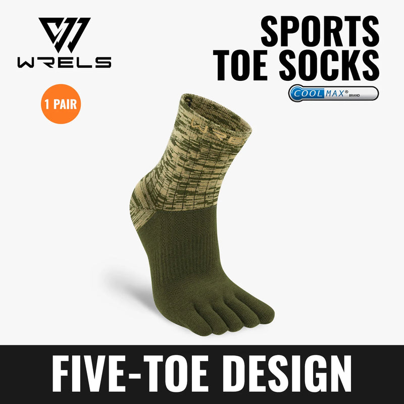 WRELS 1/2/3pairs COOLMAX Five Finger Socks for Men Women Running Athletic Breathable Quick Dry Soft Compression Toe Sports Socks