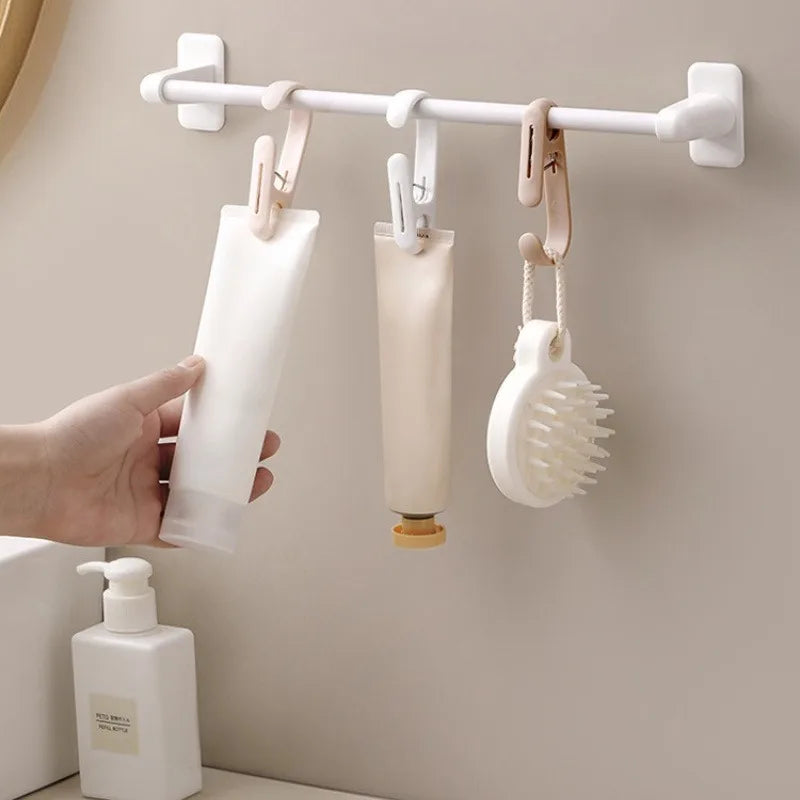10pcs Multifunctional Clip Kitchen Storage Hook Curtain Clip Cosmetic Hanging Plastic Clip Home Storage Hook Wall Hook,bathroom