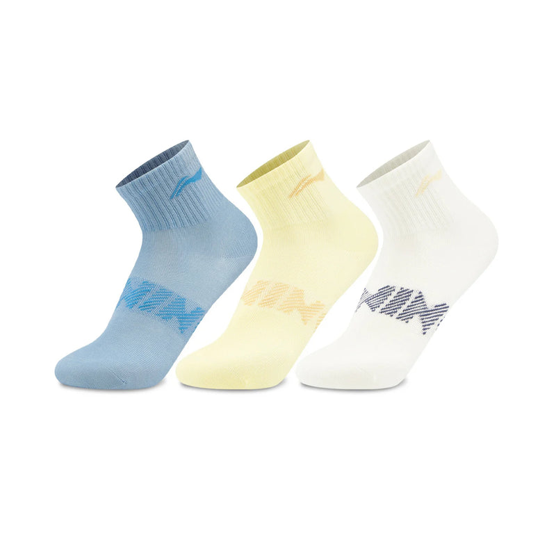 ស្រោមជើង Li-Ning Unisex ៣គូ រចនាបថកីឡា 57% កប្បាស 23.8% អាគ្រីលីក 17.1% ប៉ូលីអាមីត 2.1% អេឡាស្ទីន ស្រោមជើង LiNing ប្រវែង 22-28សង់ទីម៉ែត្រ AWTW007