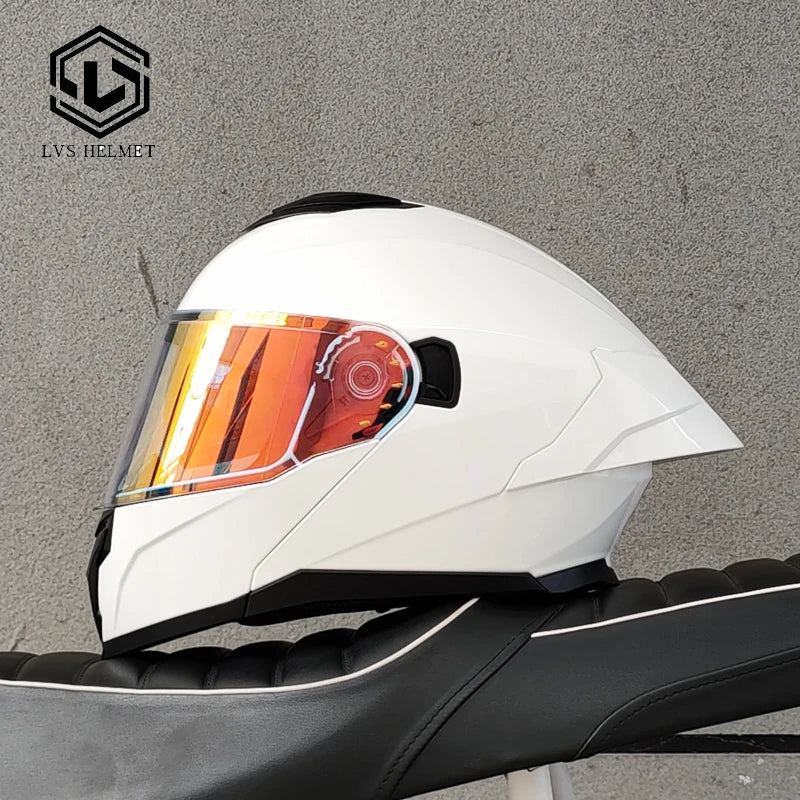 Motorcycle Modular Flip Helmet Dual Lens Big Wing Anti-Fog Visor Men Women Motorbike Touring Safety Headgear Casque Moto