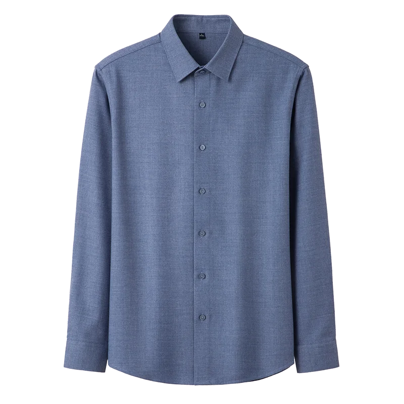 Autumn and Winter Men's Clothing Wool Shirt Square Collar Youth Business Casual Business Gentleman Slim Fit Business Shirt