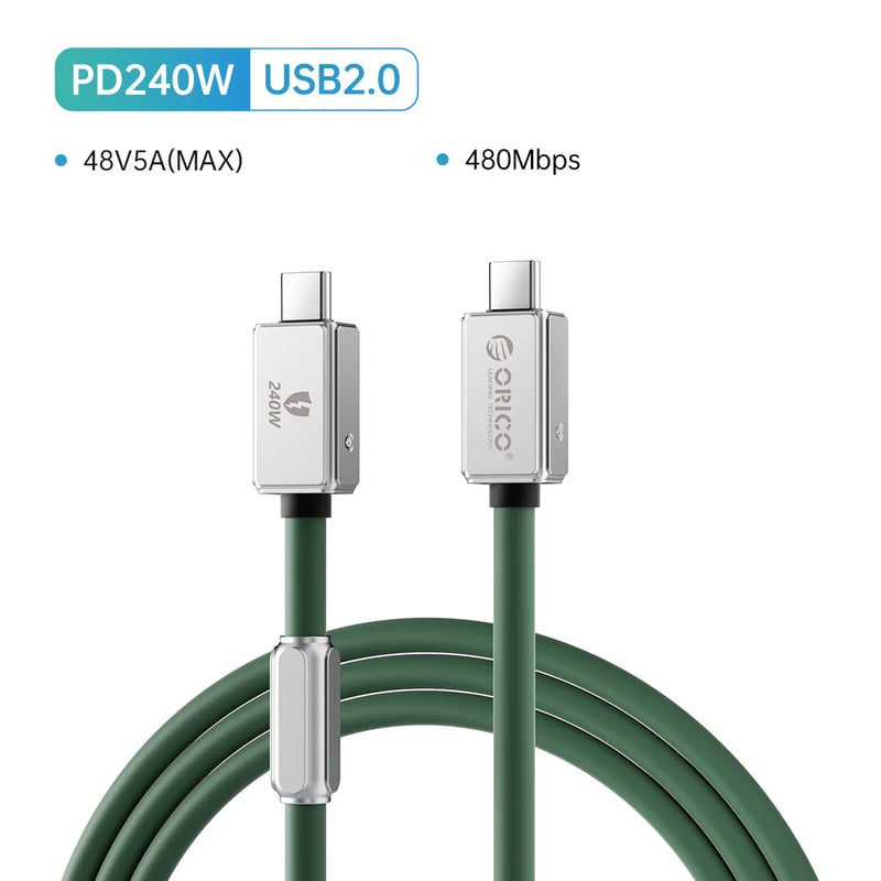 ORICO USB4 Cable 240W Compatible Thunderbolt 4 Video 8K60Hz PD3.1 USB C Fast Charge Data Transfer Silicone for Macbook iPhone15