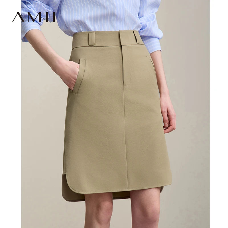 សំពត់ Amii Mid Skirt រដូវក្តៅឆ្នាំ ២០២៦ ថ្មី ស្ទីលសម្លៀកបំពាក់ធ្វើការធម្មតា សំពត់រាងអក្សរ A របស់ស្ត្រី រឹងមាំ ងាយស្រួលប្រើ ចំហៀង សម្លៀកបំពាក់ស្ត្រី 12642098