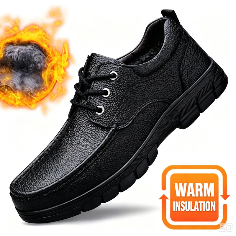 Men's Genuine Leather Casual Oxford Shoes Lace‑Up Thick Sole Non‑Slip Comfort Business Dress Walking Shoes Big Sizes 48 49 50
