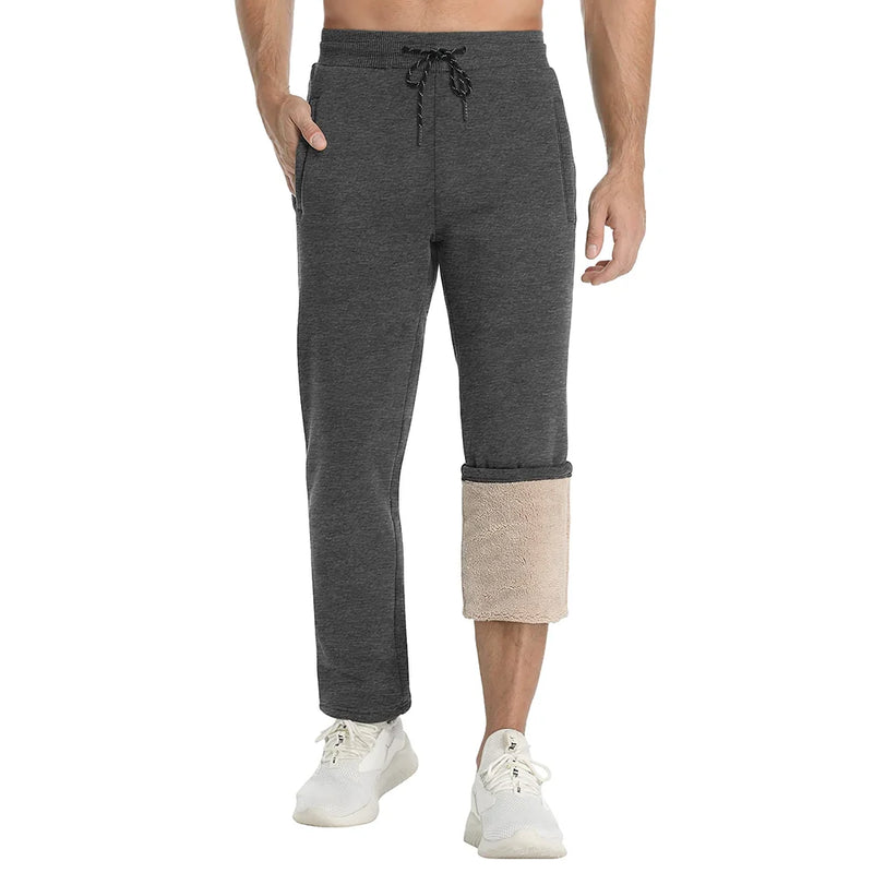 TACVASEN Winter Fleece Pants Mens Thicken Warm Thermal Trousers Drawstring Elastic Waist Jogging Pants Fitness Running Jogger