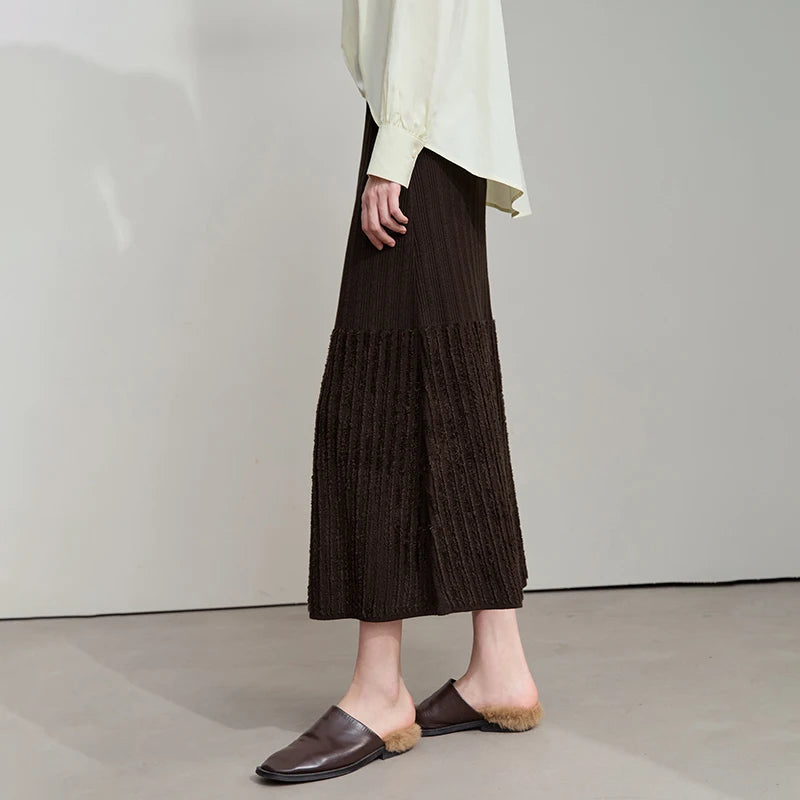 AMII Women's Skirt 2026 Autumn New Minimalist Solid Color Elegant Skirts for Women Loose Long Versatile Clothing Ladies12543030
