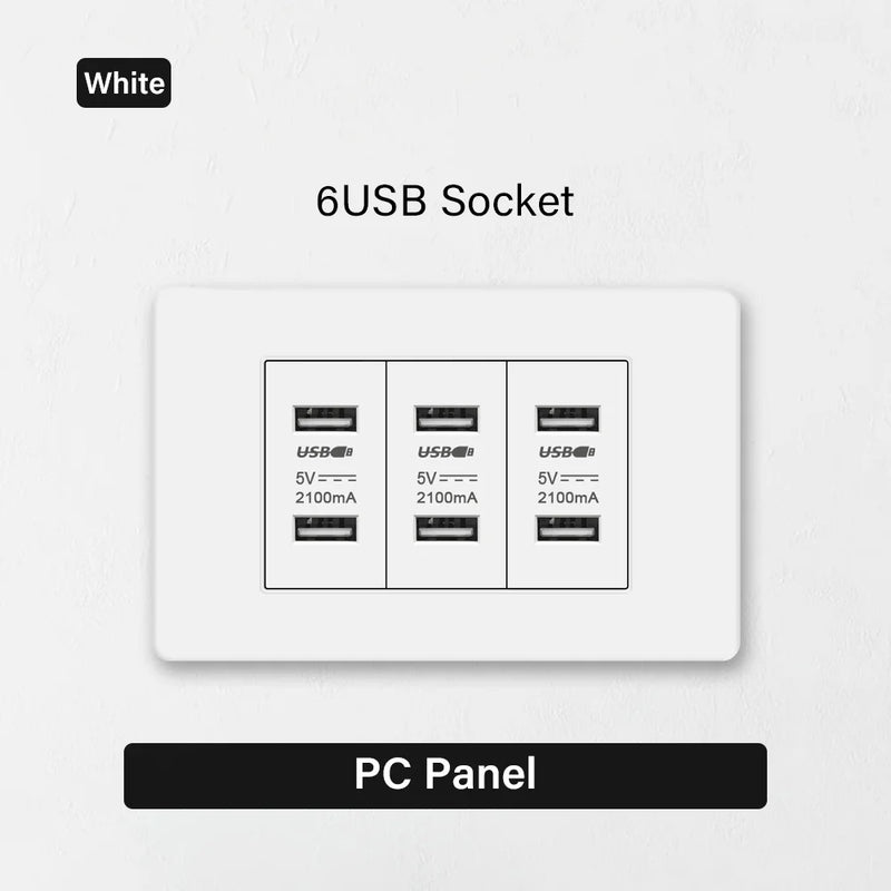 118 Type Brazil Korea Universal usb Wall socket,White PC Panel Charging port,US Italy Chile Double USB 2.1A 5V Power Plug Outlet