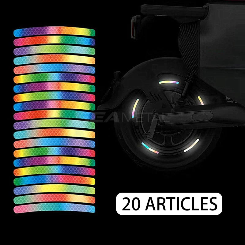 SEAMETAL 20/40PCS Car Wheel Hub Reflective Stickers Rainbow/Breakpoint Waterproof Strips Luminous Tapes for Car Bike Motorcycle