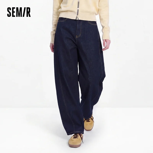 ខោខូវប៊យ Semir សម្រាប់នារី ខោខូវប៊យជើងវែង រលុង សម្អាតបានច្រើនស្រទាប់ រដូវស្លឹកឈើជ្រុះ ឆ្នាំ២០២៦ ខោខូវប៊យបែប Street Style ស្លៀកប្រចាំថ្ងៃ