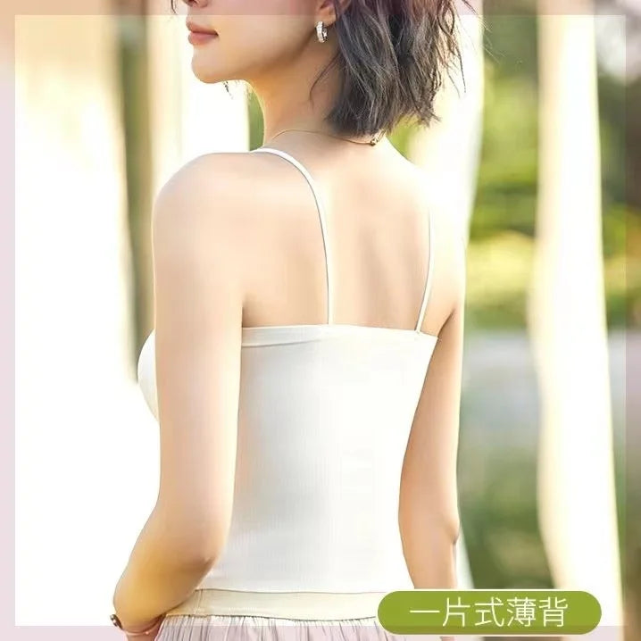 Spring Summer Sleepwear Seamless Versatile Suspender Underwear Chest Pad Integrated Bra Vest Women One Piece Pajamas Top