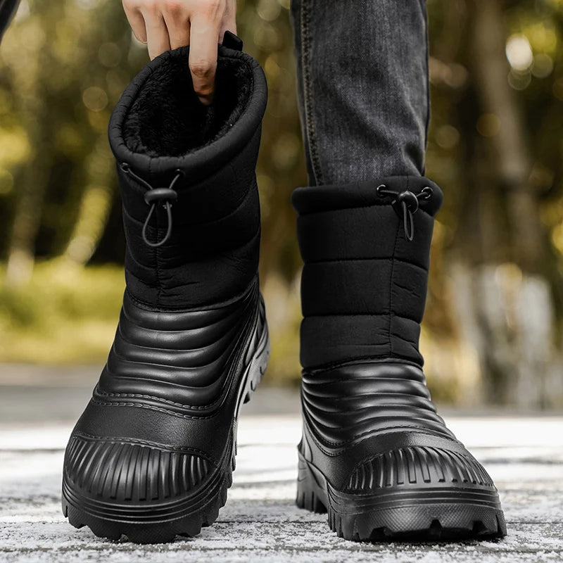Men's snow boots winter new warm plush light casual boots soft sole anti-slip plus size outdoor boots fashion high-top work shoe