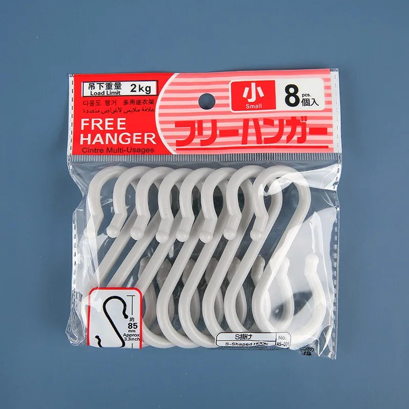 8pcs Plastic S-Shaped Hooks, Multi-Purpose Home Storage Hooks,S-Shaped Hooks,Suitable for Bathroom,Bedroom,Utility Hooks