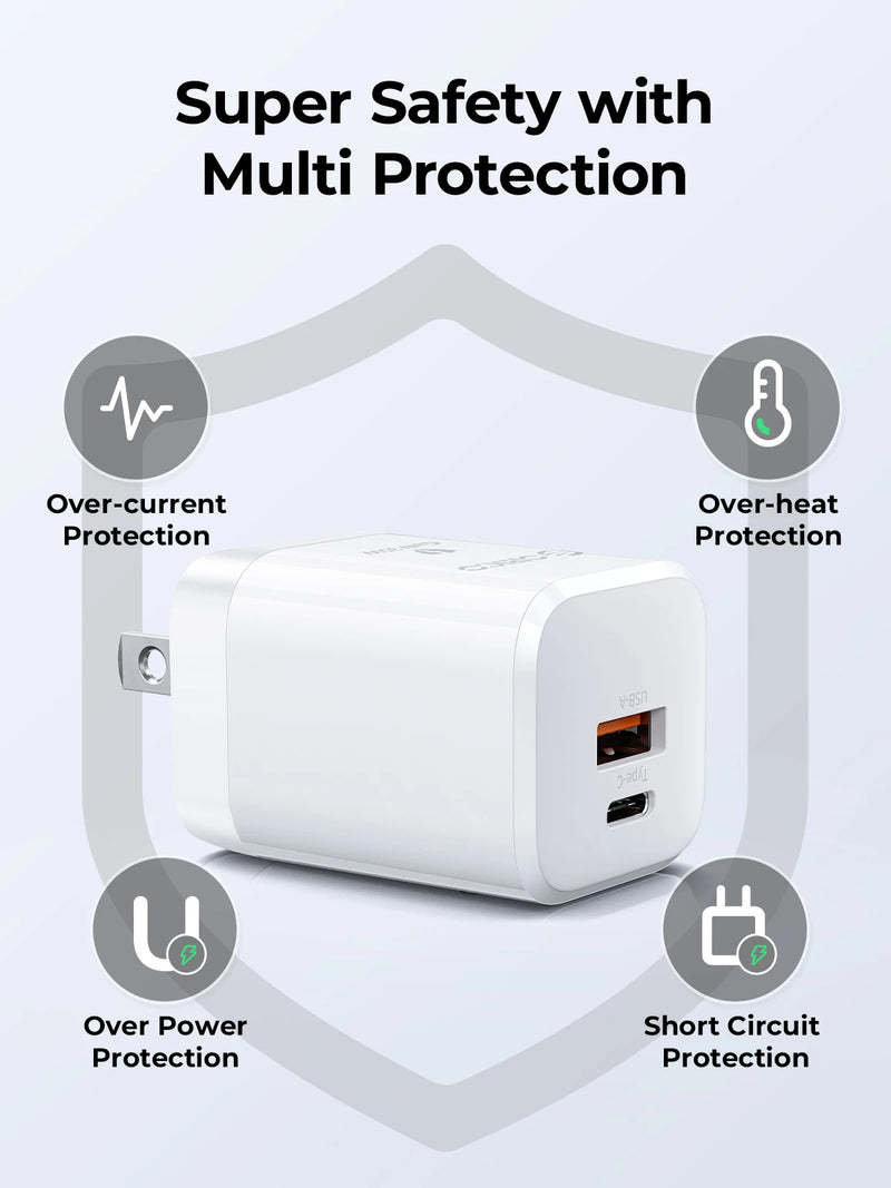 ORICO-fast charger with dual USB ports, mobile phone adapter, for iPhone, Samsung, Xiaomi, Huawei, 35W