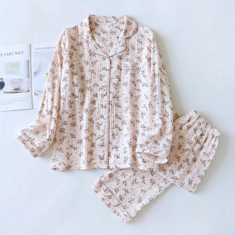 Floral Pajamas Sleepwear Women’s Loungewear Night Wear for Ladies Home Wear New Spring Autumn Long Sleeve Nightwear for Woman