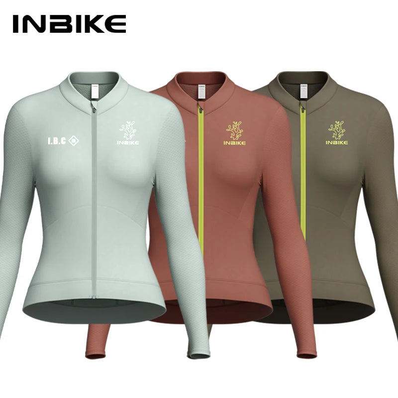 INBIKE Winter Cycling Jersey for Women Thermal Fleece Long Sleeve Mountain Bike Jersey with Pockets Windproof Biking Clothingn