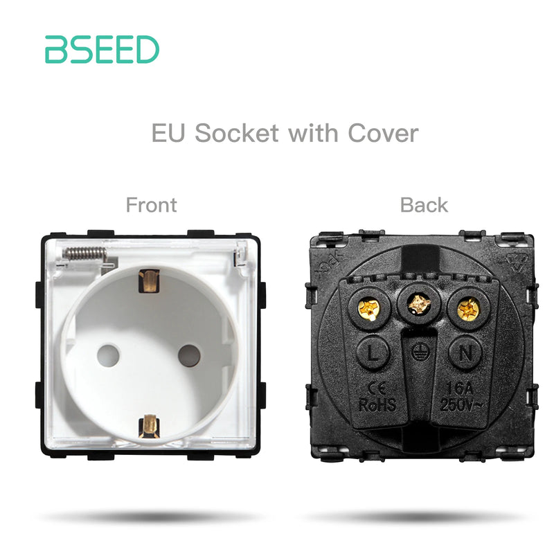 BSEED Wall Power Outlets Plastic Panel Parts White USB CAT5 Internet TV ST Function With Wall Socket EU Standard DIY Combination