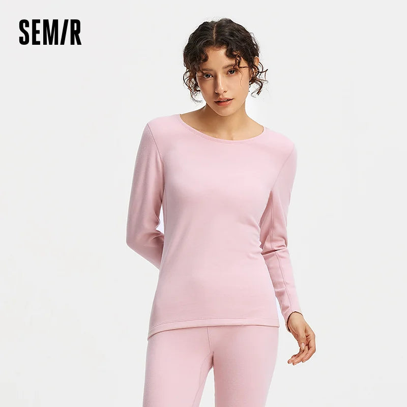 Semir Women Tshirt Brushed Fabric Crew Neck Solid Color Everyday Style Urban Casual Style Soft Touch 2026 Spring