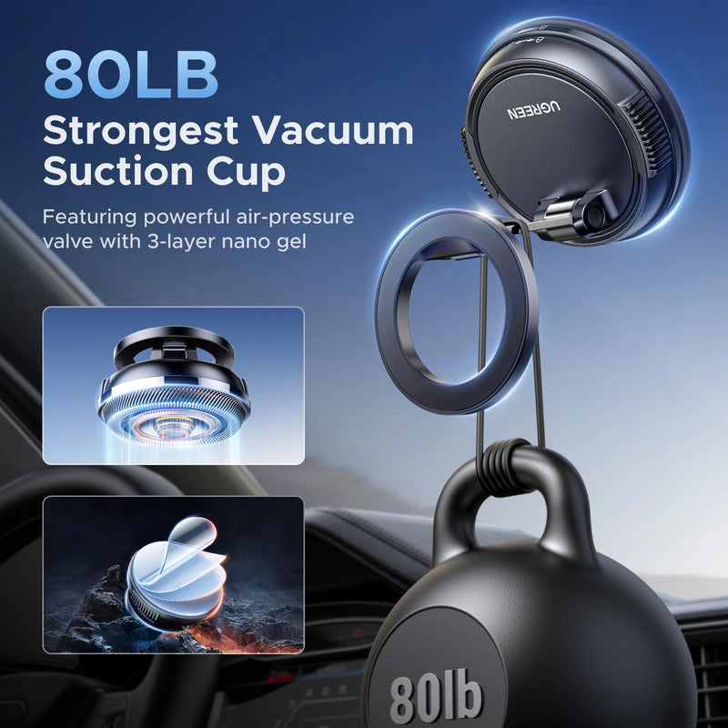 UGREEN Magnetic Car Phone Holder Dashboard Suction Cup 360°Rotatable Car Mount For Magsafe iPhone 16 15 14 ProMax Xiaomi Samsung