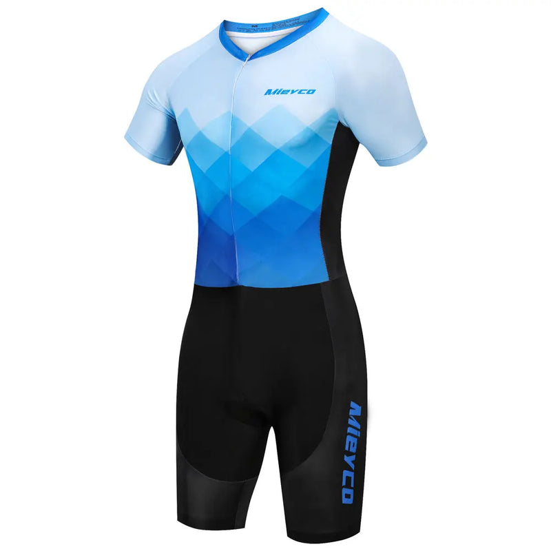 Men's Pro Team Triathlon Suit One Piece Skinsuit Quick Dry Breathable Cycling Running Racing Jumpsuit Bike Sportswear