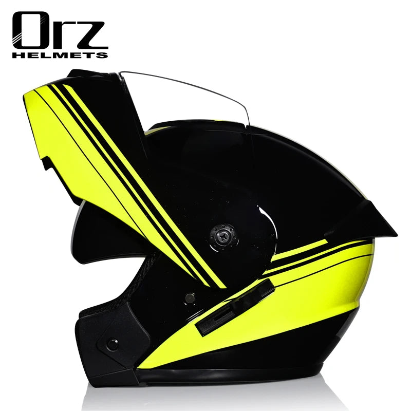 ORZ DOT Certification ORZ Motorcycle Helmet Double Lens Cross Section Helmet Safety Modular Flip Helm Unisex Helmet With Visor