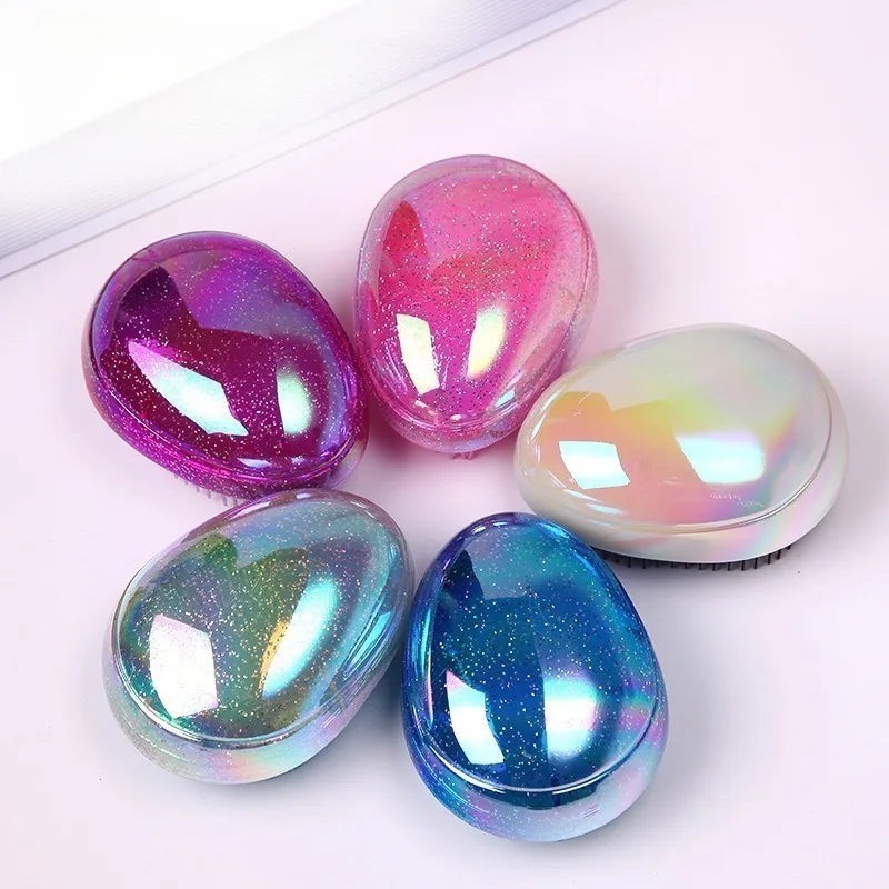 1pc Small and Portable Egg Comb Starry Sky Hair Comb, Anti-knotting Shunfa Hair Comb, Small Comb Edge Brush,Color comb.