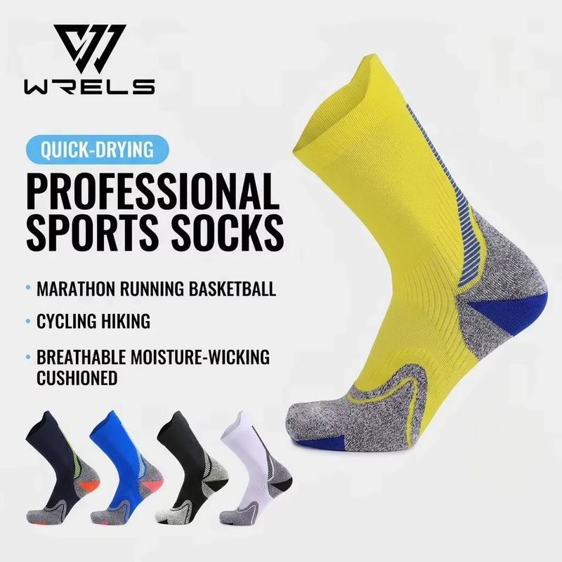 WRELS 1/2/3 Pairs Compression Socks Arch Support Hiking Socks Men Women Moisture Wicking Breathable Non‑Slip Crew Sports Socks