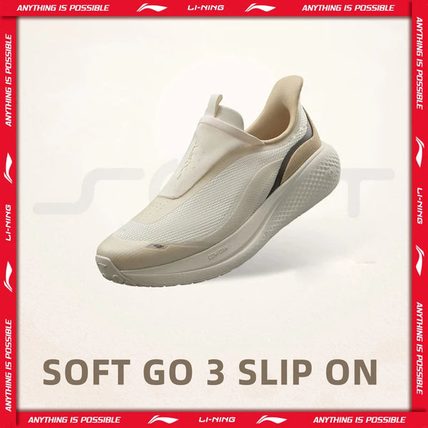 ស្បែកជើង Li-Ning សម្រាប់នារី SOFT GO 3 SLIP ON COMFOAM មានខ្យល់ចេញចូលបានល្អ ដើរលេងធម្មតា ស្បែកជើងប៉ាតា LiNing ធន់នឹងការពាក់ AGLW010