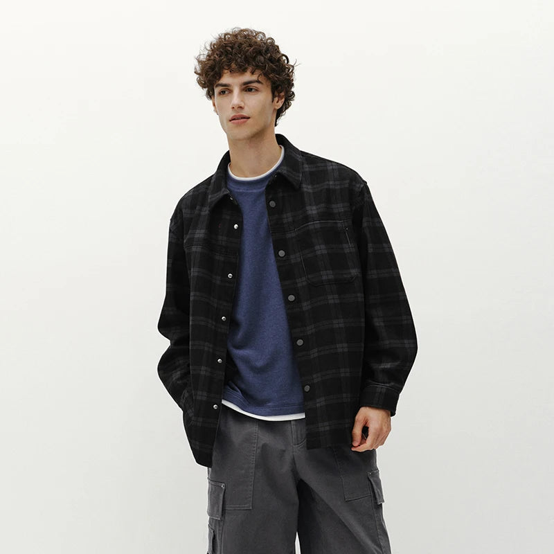 អាវបុរស Semir ក្រណាត់ Corduroy លំនាំ Plaid ដៃវែងឆ្នាំ ២០២៦ រដូវរងាសមស្រួលស្លៀក រចនាប័ទ្មធម្មតា ស្លៀកពាក់ជាស្រទាប់ៗ មើលទៅប្រចាំថ្ងៃ