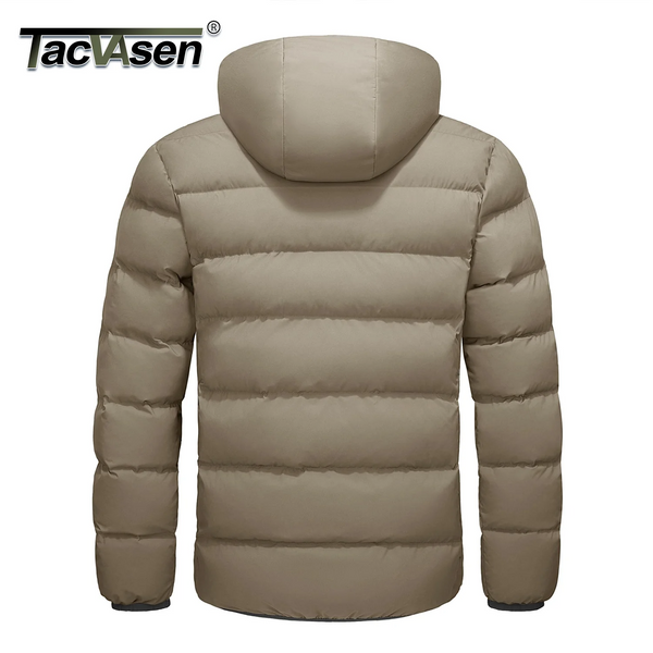 TACVASEN Mens Sherpa Lined Puffer Jacket Quilted Full-Zip Water Resistant Windproof OutShell Zippered Pockets Fleece Warm Coat