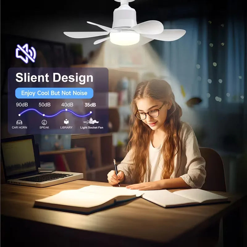 E27/E26 Universal Fan Ceiling Lights with Remote Control Featuring Adjustable Airflow And Silent Operation for Bedrooms Kitchens