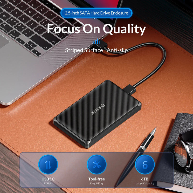 ORICO External Hard Drive Case, SATA to USB 3.0, 5Gbps, 6Gbps, HDD Enclosure for PC Computer PS5, 2.5 Inch