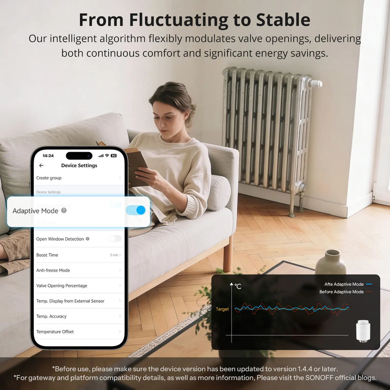 SONOFF TRVZB Zigbee Thermostatic Radiator Valve Smart Home Heating Froest Protection Remote Group Control via eWeLink Alexa