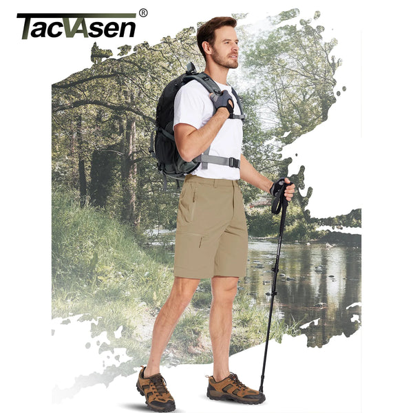TACVASEN 5 Zipper Pockets Summer Quick Dry Cargo Shorts Mens Fishing Shorts Stretch Outdoor Hiking Nylon Work Shorts Lightweight