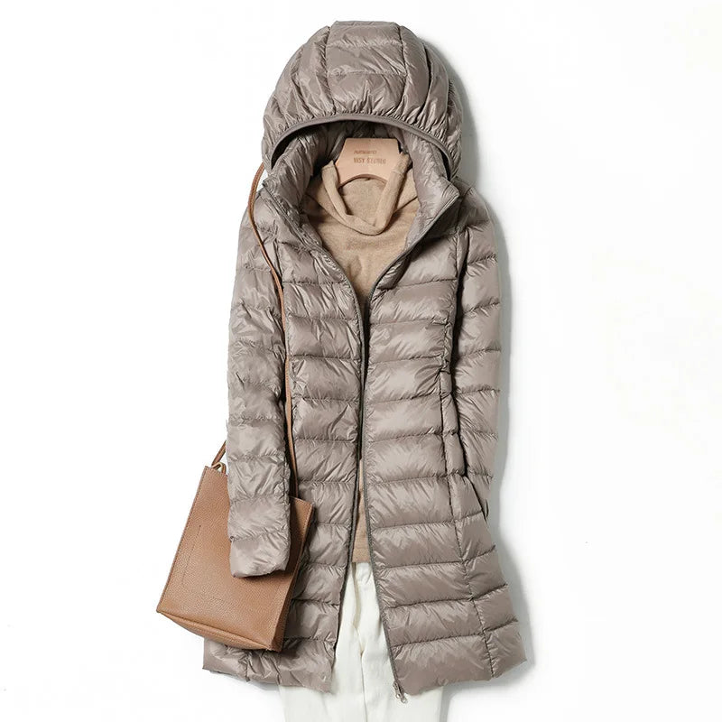 2026 New Waterproof Overcoat Women's Removable Cap Long-sleeved Parkas Winter Warm Jacket Female Red Blue Light/Thin Coats