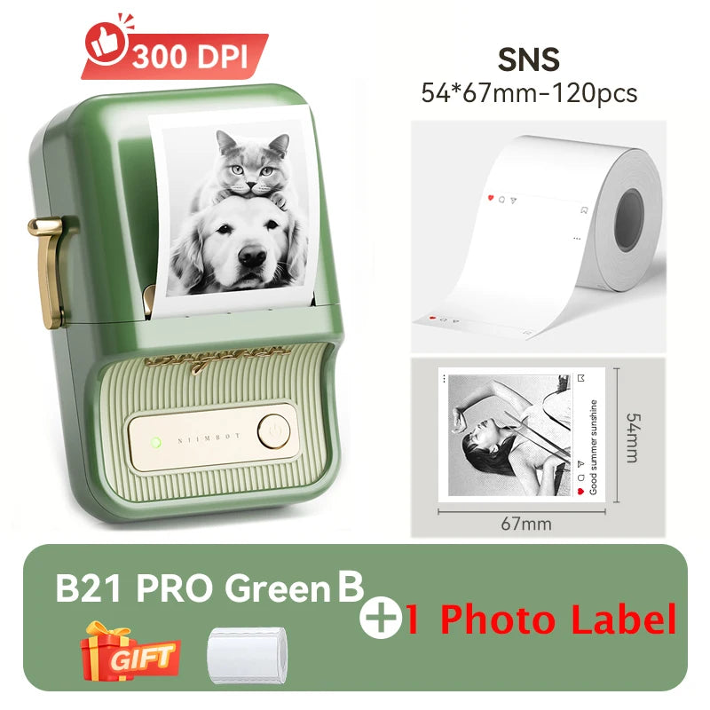 Niimbot B21 Pro 300DPI HD Printing Portable Thermal Printer Self-adhesive Label Printer Sticker Maker For Photos Receipts Note