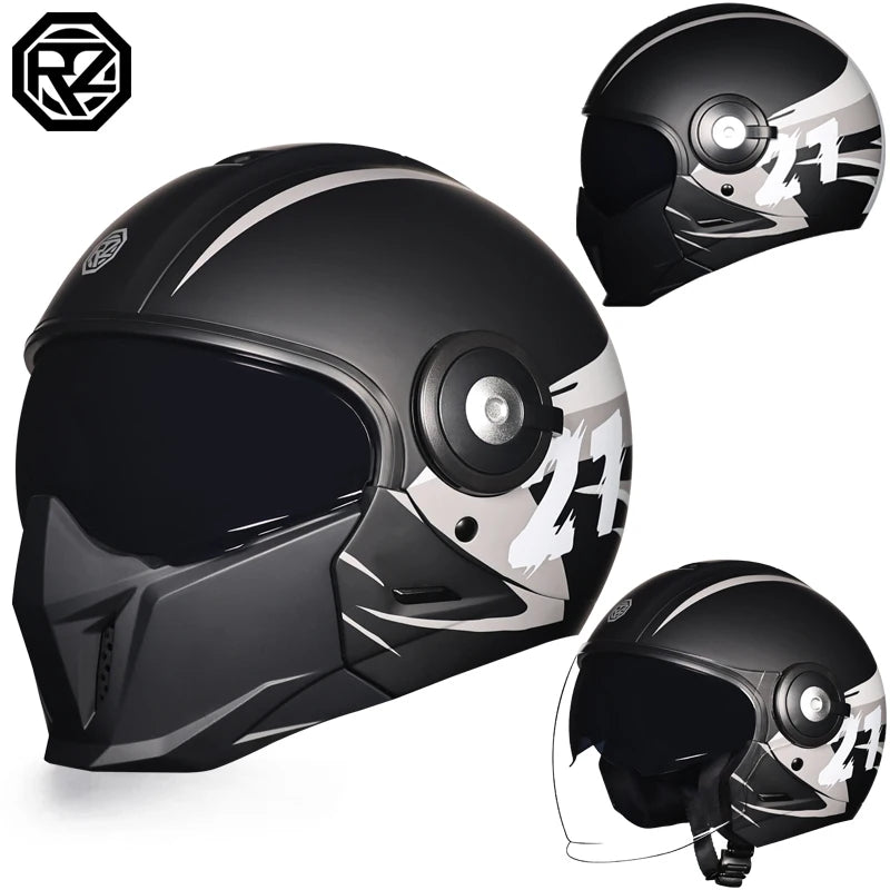 ORZ-653S Motorcycle Helmet Full Face Open Face Helmets 3/4 Men Women Modular Dual Visor Helmet For Motorcycle DOT Approved