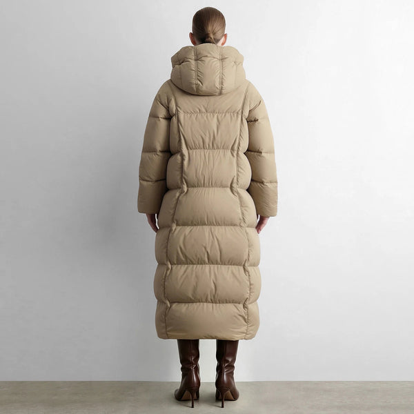 Amii Women Long Down Jacket Two-Way Zipper Warm Hooded Coats Commuter Minimalist Winter 2026 Women's Winter Down Jacket 12654008