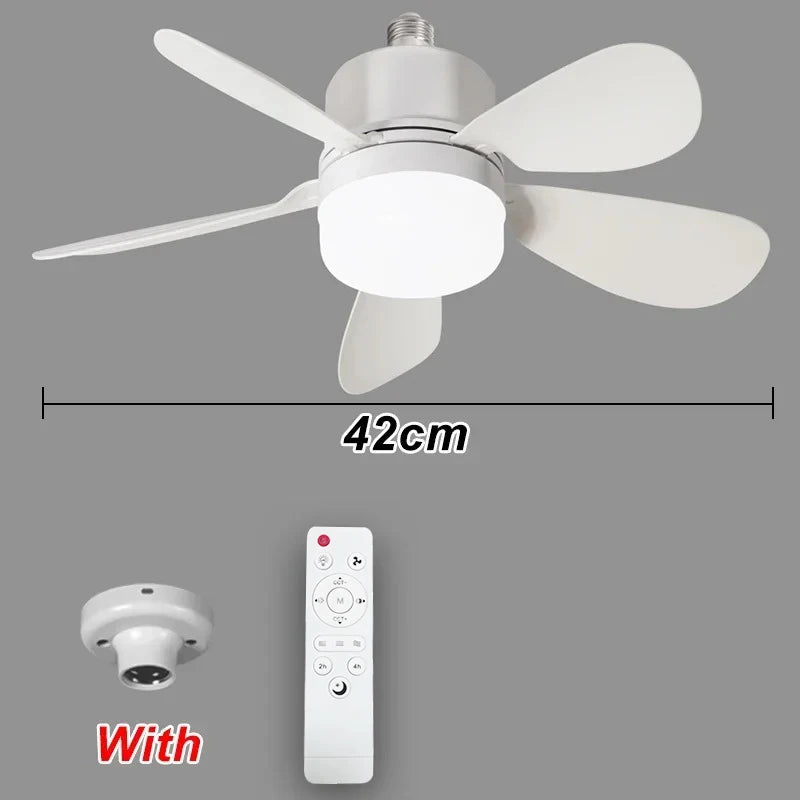 E27 Fan Light Modern LED Ceiling Fan with Light Remote Control 4 Speed Adjustable 3 Color Dimmable Timer for Bedroom Kitchen