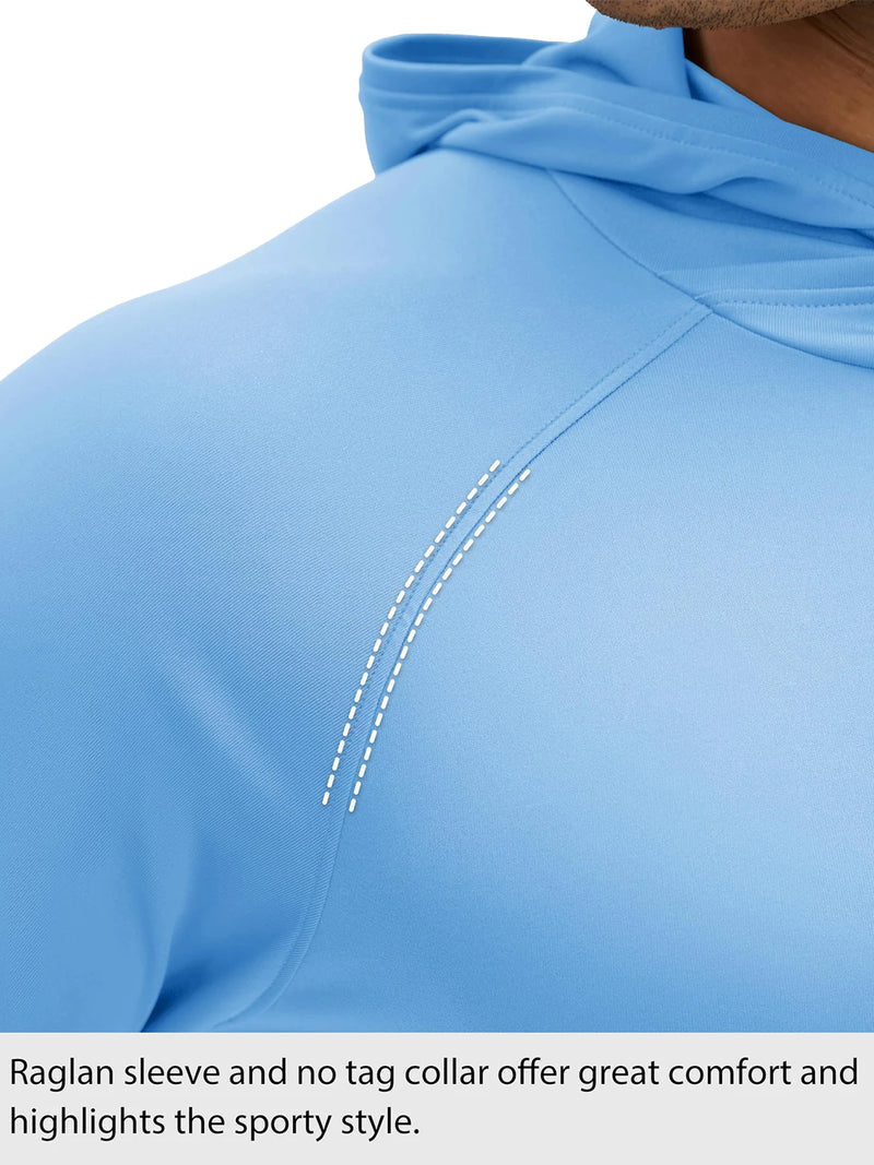 Men's UPF 50+ Sun Protection Hoodie Long Sleeve Quick Dry Fishing Hiking Shirt Thumbholes UV Block Rash Guard for Outdoor Sports
