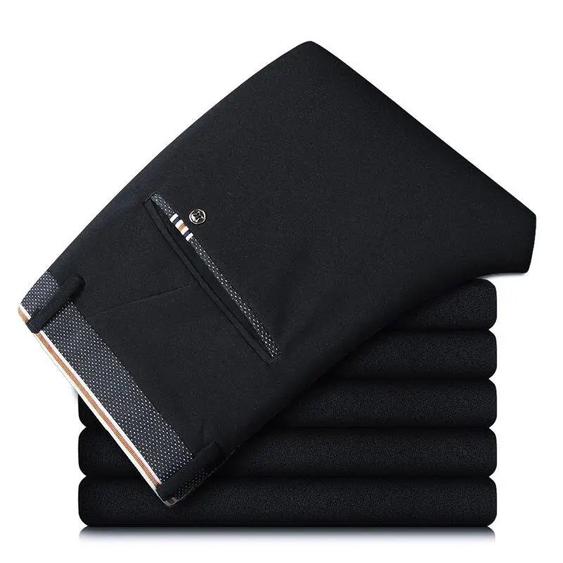 2026 Men's Elastic Casual Pants in Royal Blue And Black Slim Fit Trousers Fashionable Stretchy Leisure Trousers in Chinese.