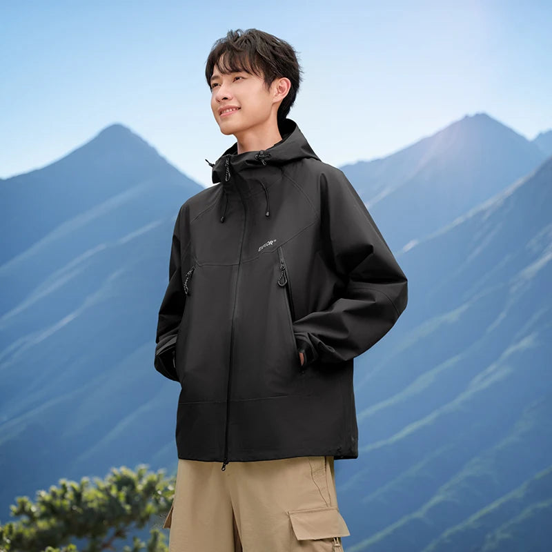 Semir Men Jacket Waterproof Windproof Stain Resistant Hooded Outdoor Clip Jacket Raglan Sleeve Travel Outerwear 2026