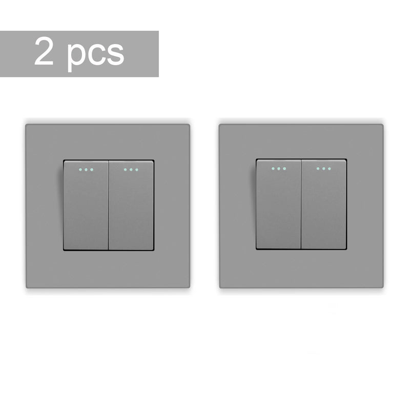 BSEED 2Packs Button Light Switch 1/2/3Gang 2Way Wall Light Switch Plastic Frame Switch On Off For Stairs 10A 250V