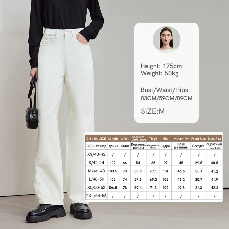 AMII Minimalist 2026 Autumn New Arrival Pants Minimalism Retro Casual Office Lady Pure Cotton Jeans Women Denim Trouser 12543141