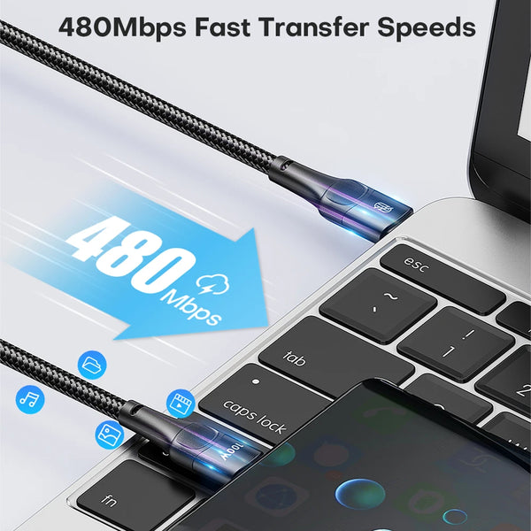 ខ្សែសាក USB Type C ដល់ USB C 100W PD សាកលឿន ខ្សែសាកទិន្នន័យ សម្រាប់ Macbook Samsung Huawei Xiaomi Type-C USB C Cable 3M