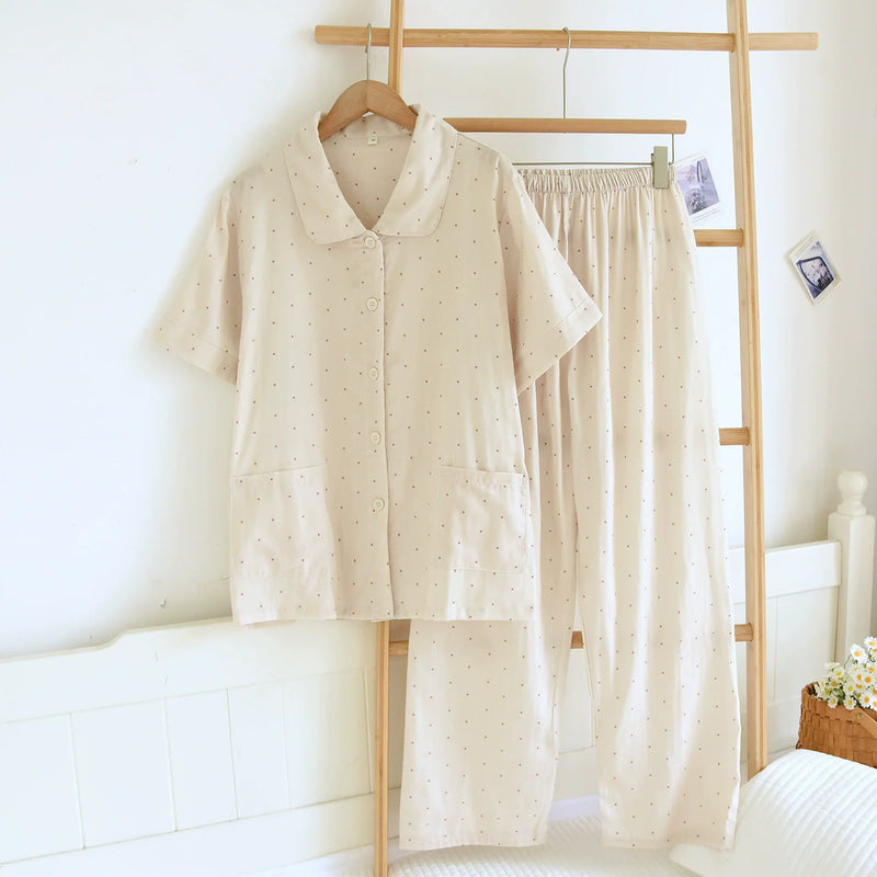 Summer Pajamas Woman Short Sleeve Tops Trousers 2Pcs Night Wear for Ladies Soft Sleepwear Woman Home Clothing Set Lounge Wear