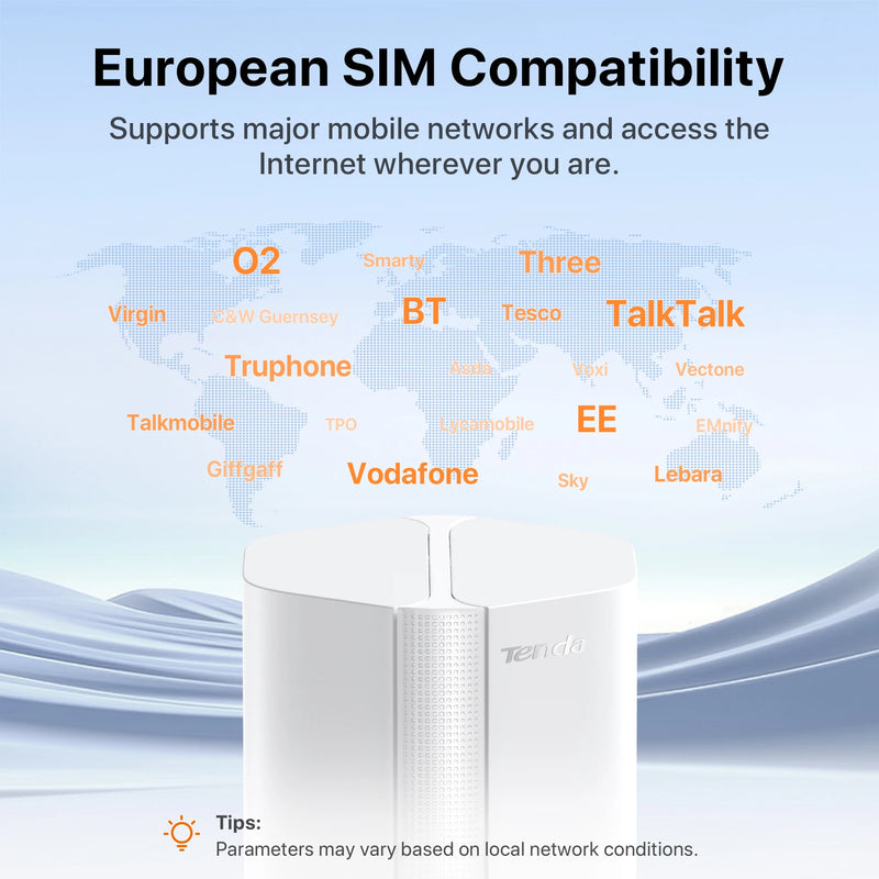 រ៉ោតទ័រ Tenda AX1500 Wi-Fi 6 5G NR រ៉ោតទ័រ CPE 5G 4G LTE ជាមួយរន្ធដោតស៊ីម ម៉ូដឹមឥតខ្សែ NSA/SA 2.4/5Ghz សម្រាប់ប្រើប្រាស់នៅផ្ទះ