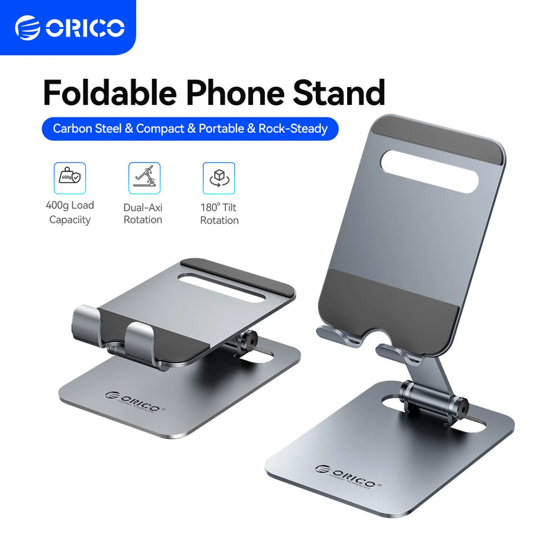 ORICO Portable Phone Holder 180° Tilt Rotation Adjustable Max Load 400g Universal Phone Stand for Office Travel Entertainment