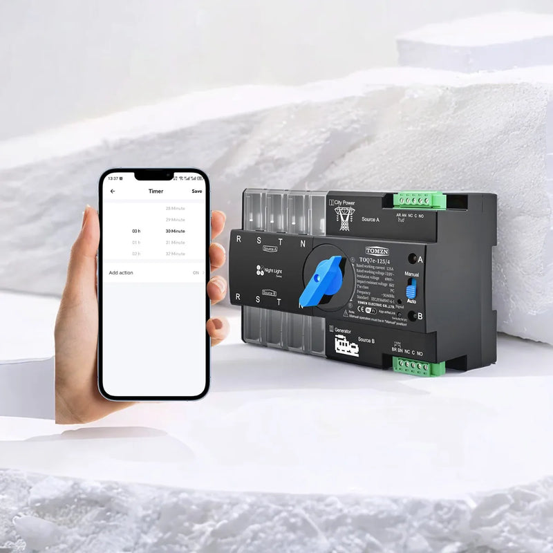 TOMZN 110V 120V Three-Phase WiFi Smart ATS Dual Power Auto Transfer Selector Switch Uninterrupted Transfer 2P 3P 4P EWeLink