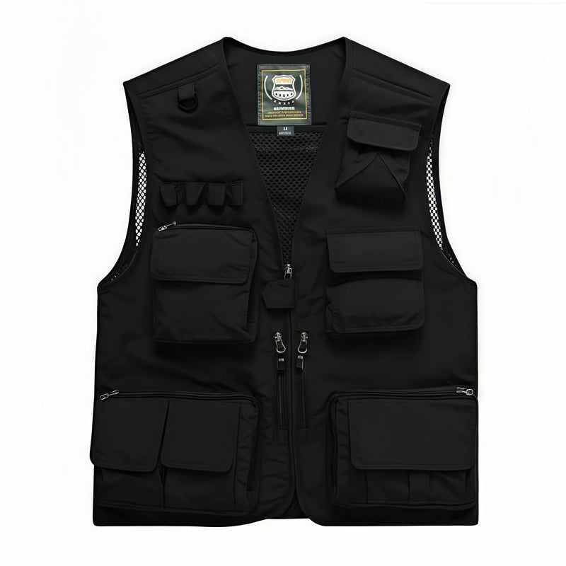 2025 Multi-Pocket Men's Casual Four-Season Outdoor Fishing Vest Photography Gear Clip-On Shoulder Jacket Thin Layer Hiking Vest
