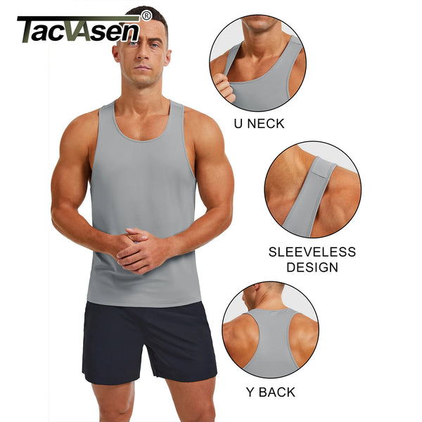 TACVASEN Men's Dry Fit Tank Tops Fitness Workout UPF 80+ Sleeveless Shirts Summer Muscle Gym Running Vest Athletic Tank Tops